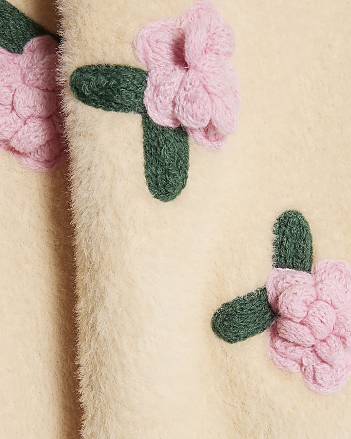 Cream Floral 3d cardigan