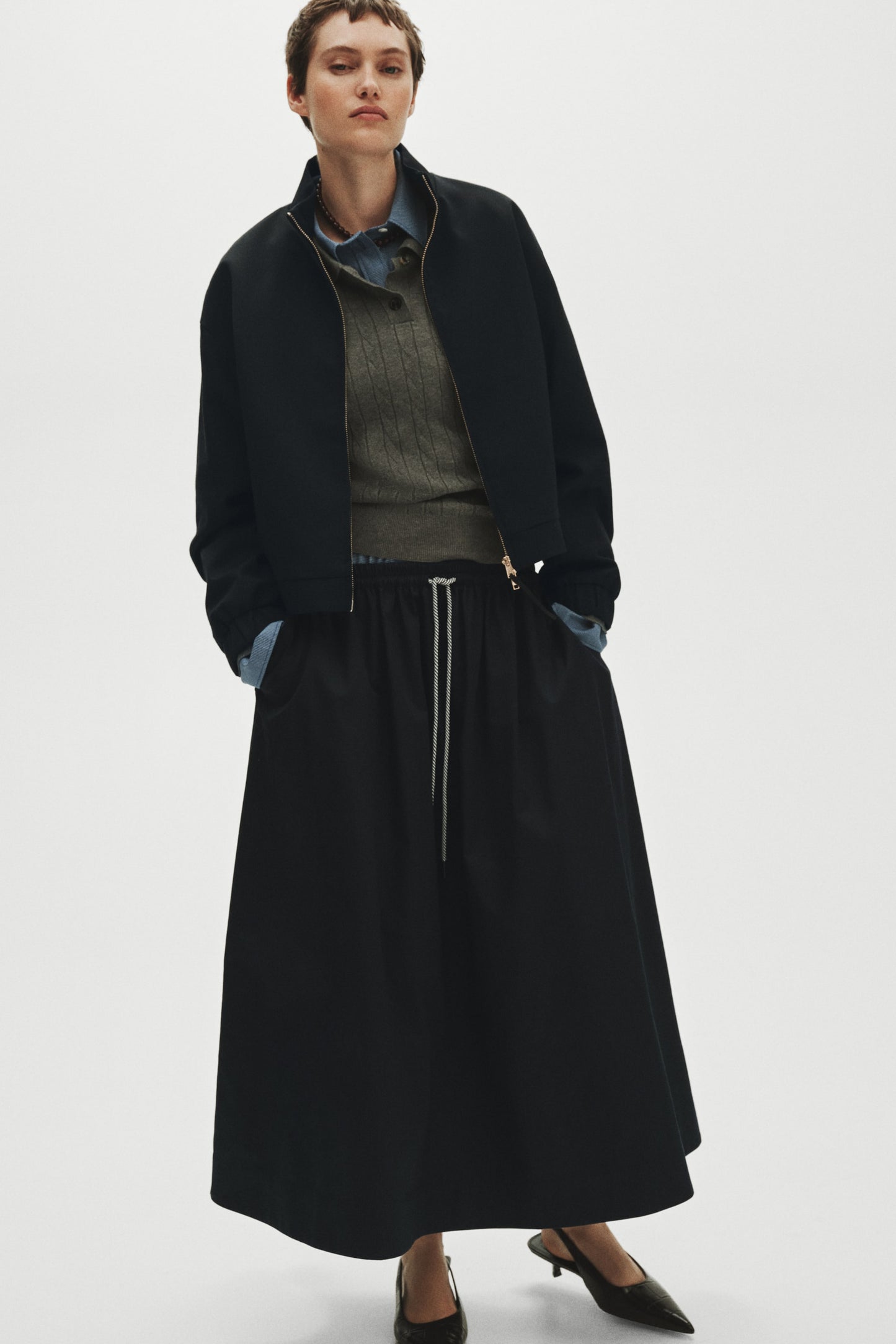 Cotton drawstring skirt
