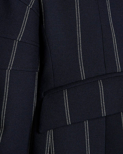 RI Studio Navy Cocoon Sleeve Stripe Blazer