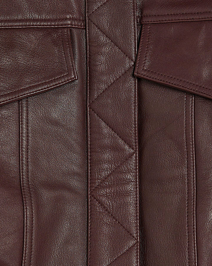 RI Studio Red Leather Bomber Jacket