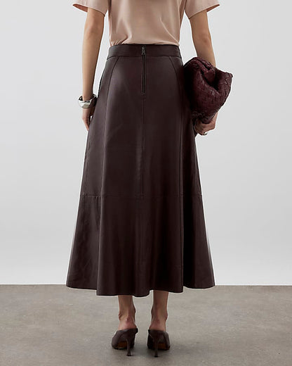 RI Studio Red Leather A Line midi Skirt