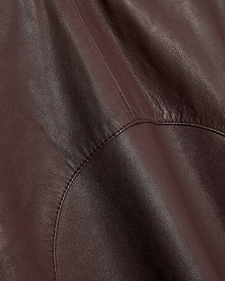 RI Studio Red Leather A Line midi Skirt