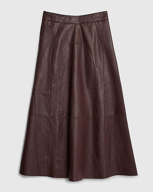 RI Studio Red Leather A Line midi Skirt