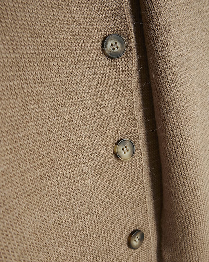 Beige Wrap Scarf Knitted Cardigan