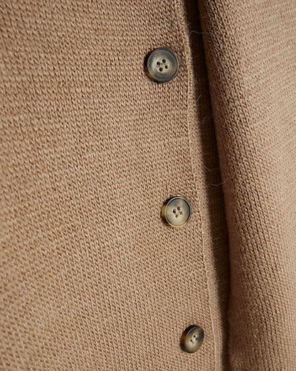 Beige Wrap Scarf Knitted Cardigan