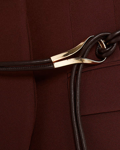 Brown Cocoon Sleeve Belted Blazer