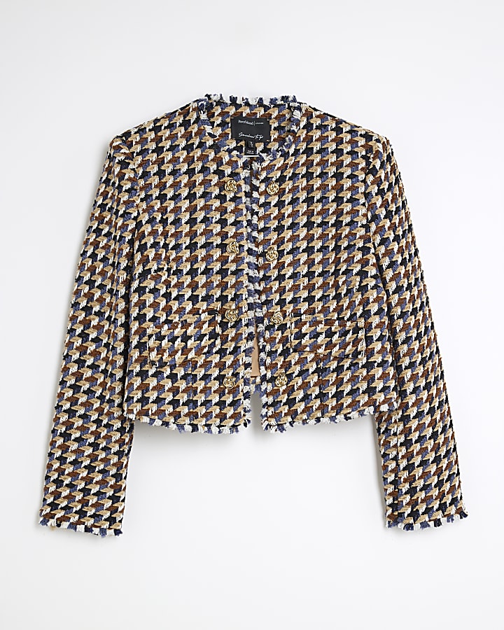Brown Boucle Check Trophy Jacket