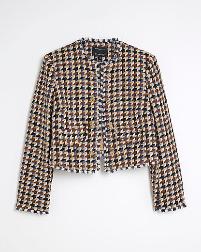 Brown Boucle Check Trophy Jacket
