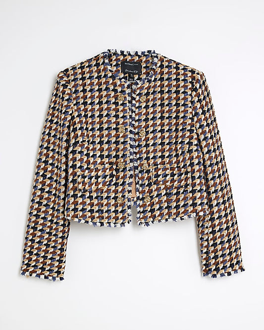 Brown Boucle Check Trophy Jacket
