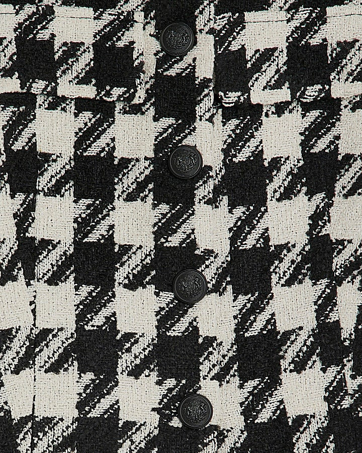 Black Boucle Dogtooth Cropped Jacket