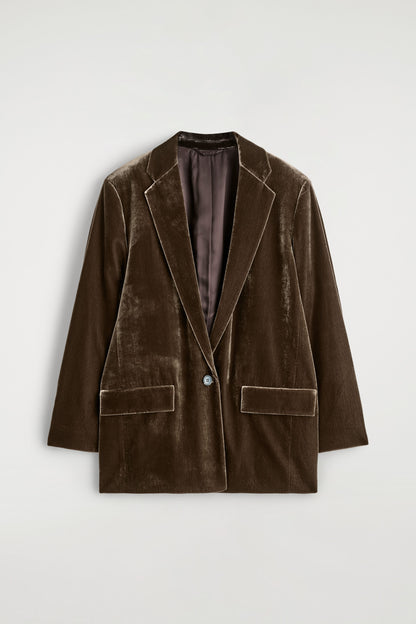 Single-Breasted Velvet Blazer