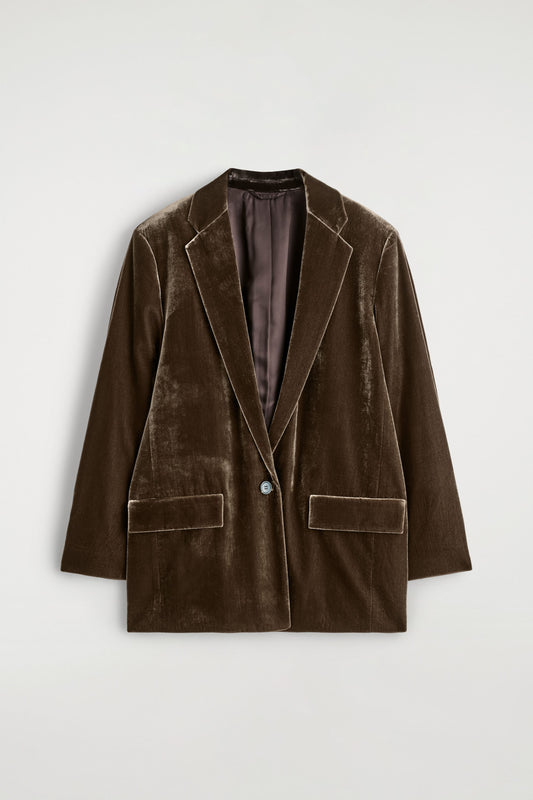 Single-Breasted Velvet Blazer