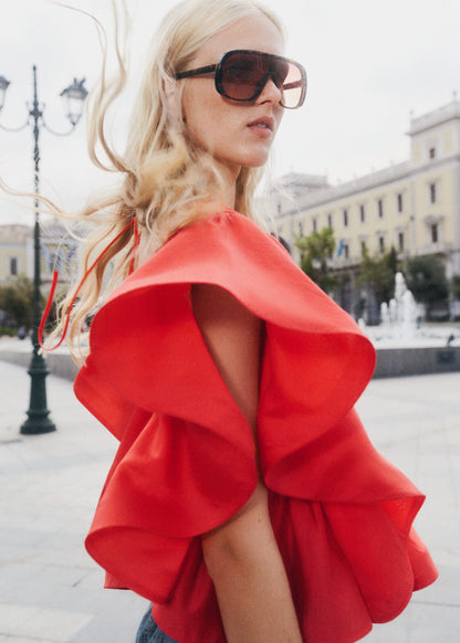 Ruffle V-Neck Blouse