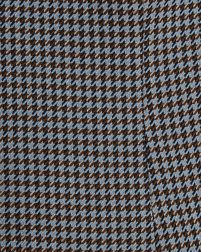 Blue Dogtooth Print Bow Back Top