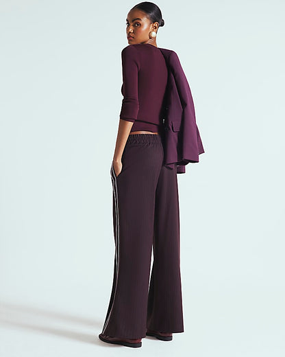 Red Pinstripe Tailored Wide Leg Joggers