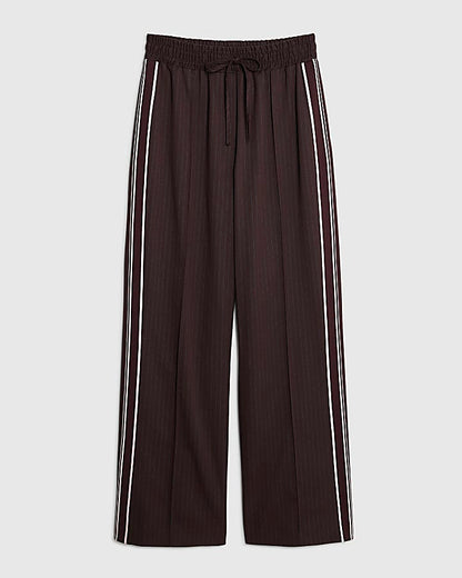Red Pinstripe Tailored Wide Leg Joggers