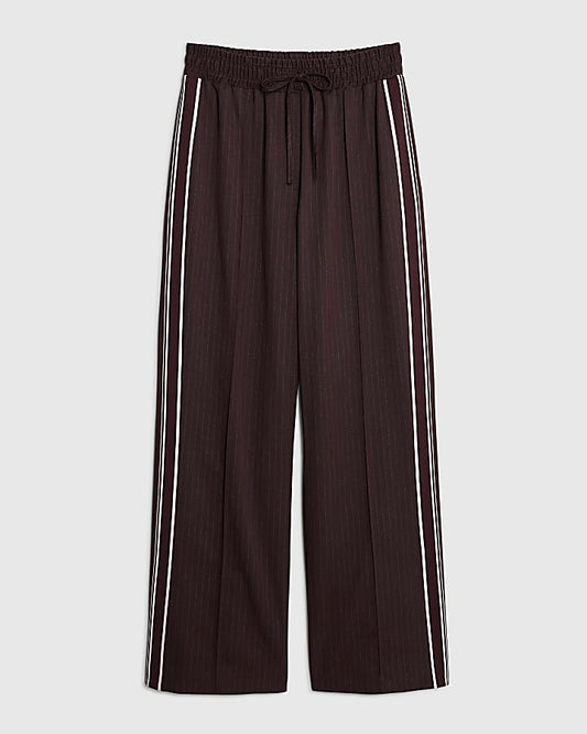 Red Pinstripe Tailored Wide Leg Joggers