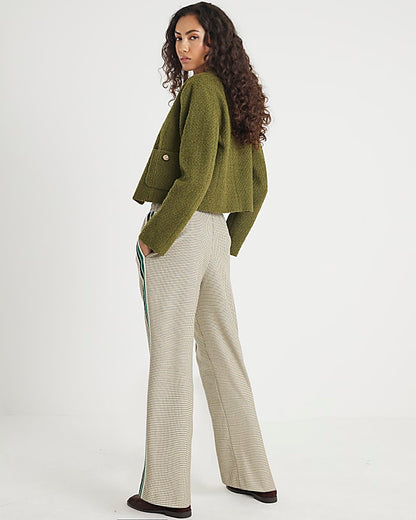 Beige Check Tailored Joggers