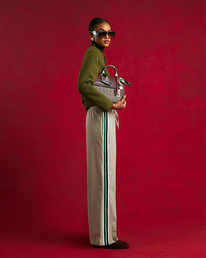 Beige Check Tailored Joggers