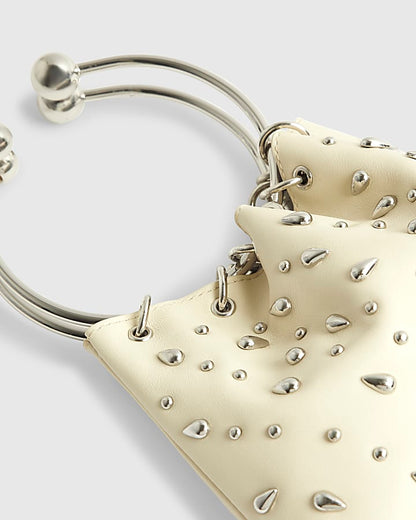 RI Studio Cream Studded Leather Clutch Bag