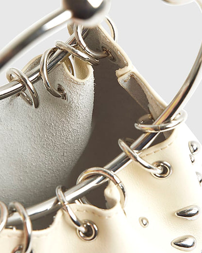 RI Studio Cream Studded Leather Clutch Bag