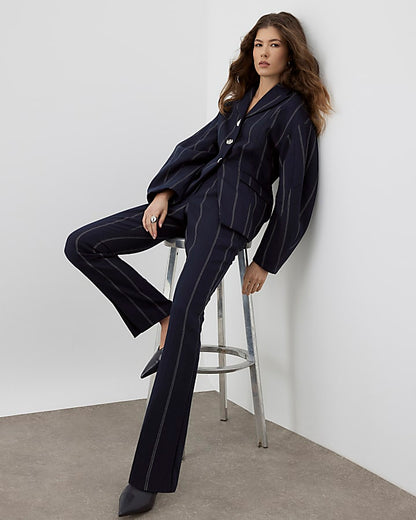 RI Studio Navy Slim leg Stripe Trousers