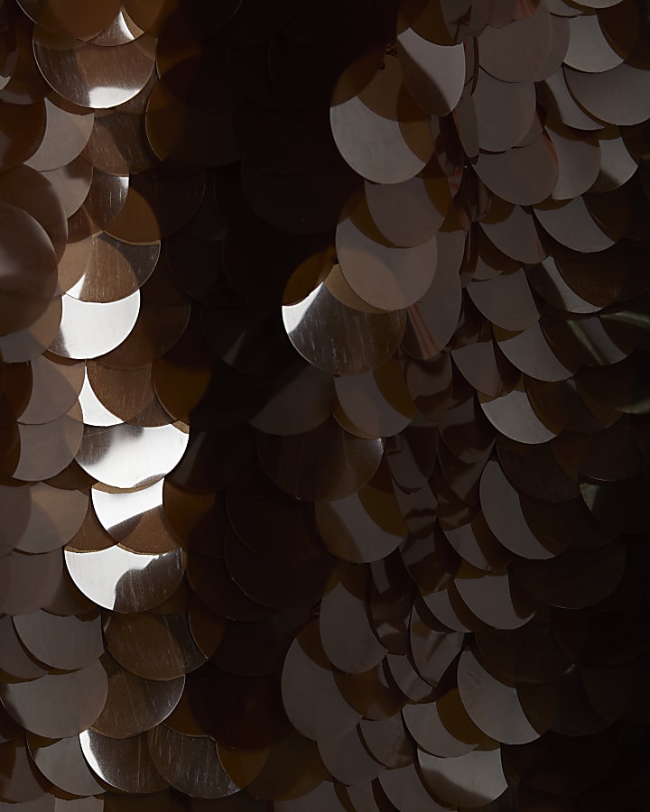 Brown Halter Neck Sequin Mini Dress