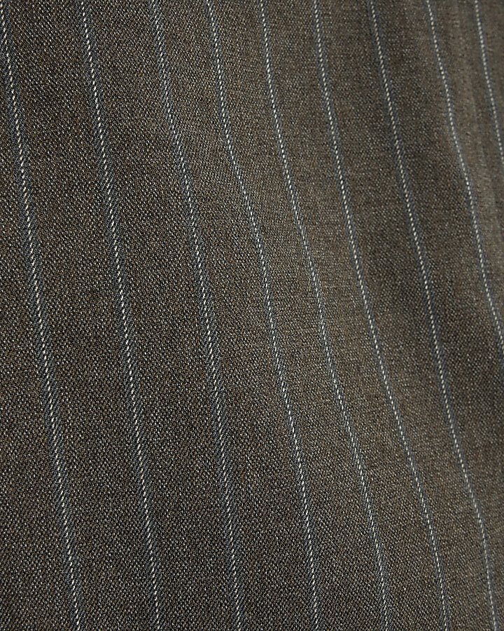 Brown Pinstripe Micro Shorts