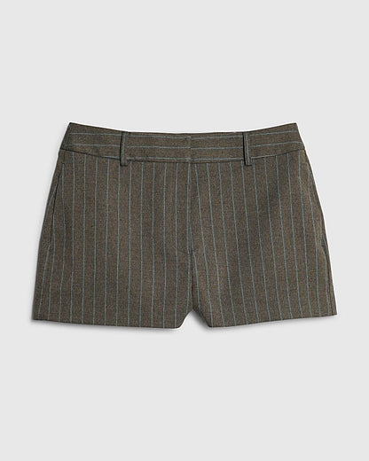 Brown Pinstripe Micro Shorts