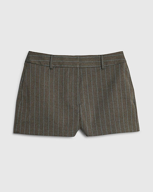 Brown Pinstripe Micro Shorts