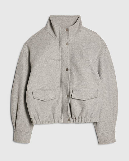 Grey Funnel Neck Bomber Jacket