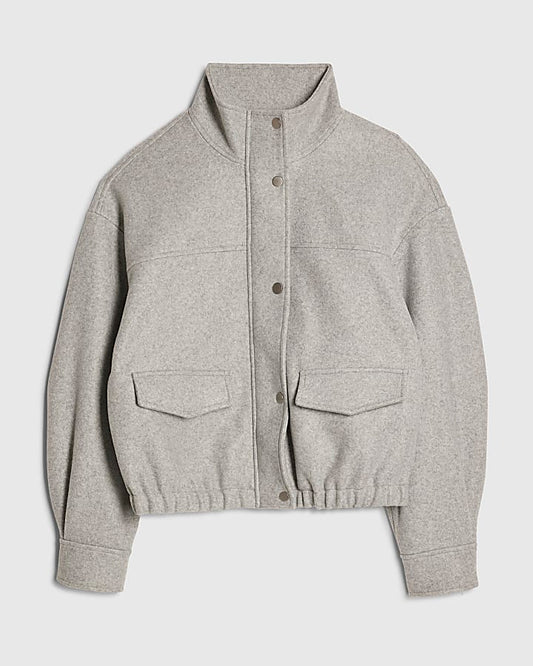 Grey Funnel Neck Bomber Jacket