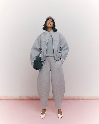 Grey Funnel Neck Bomber Jacket