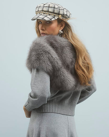 Grey Faux Fur Overlay Jumper