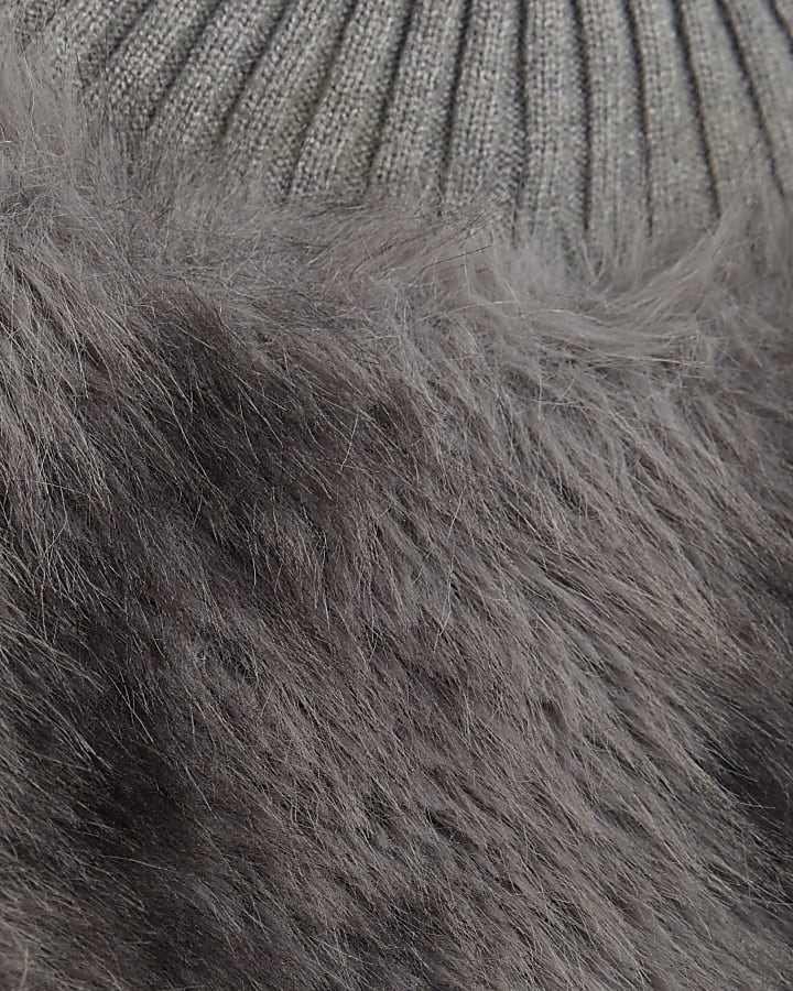 Grey Faux Fur Overlay Jumper