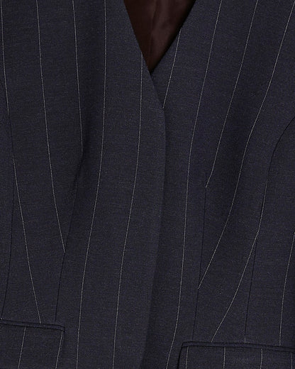 Navy Pinstripe Cocoon Sleeve Blazer