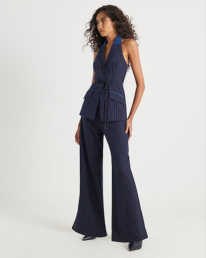 Navy Hybrid Pinstripe Tailored Trousers