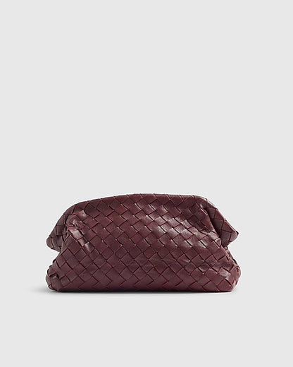 RI Studio Red Woven Leather Clutch Bag
