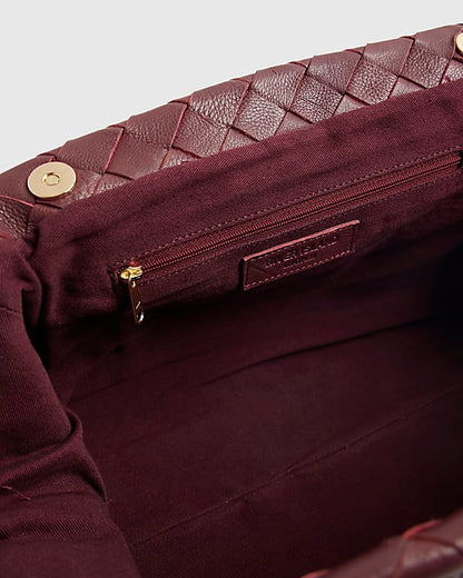 RI Studio Red Woven Leather Clutch Bag