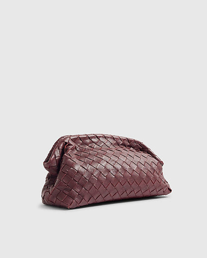 RI Studio Red Woven Leather Clutch Bag
