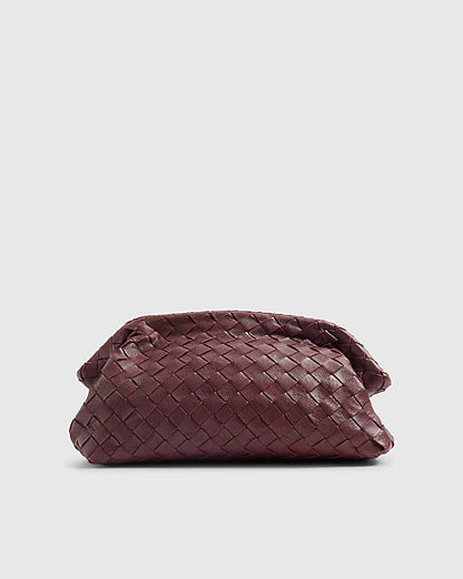 RI Studio Red Woven Leather Clutch Bag