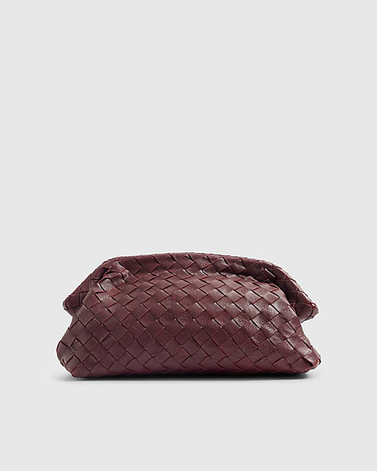 RI Studio Red Woven Leather Clutch Bag
