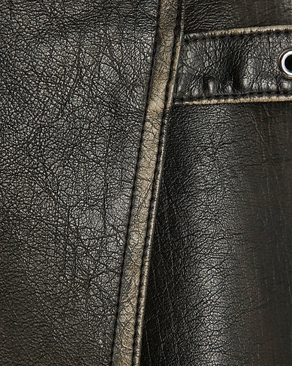 Black Faux Leather Distressed Wrap Midi Skirt