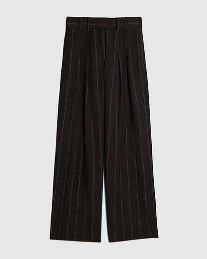 Black Pinstripe Wide Leg Trousers