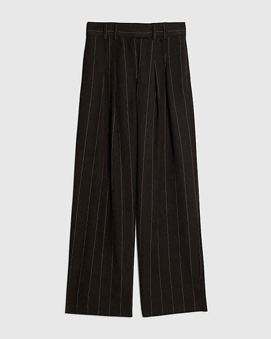 Black Pinstripe Wide Leg Trousers