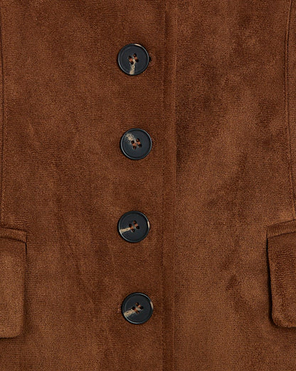 Brown Faux Suede Fitted Blazer