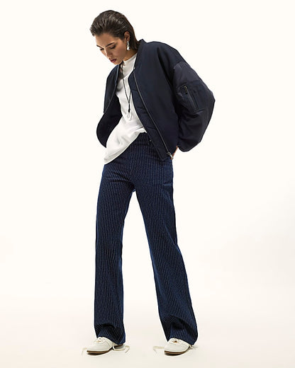 Navy Oversized Hybrid Bomber Jacket | River Island