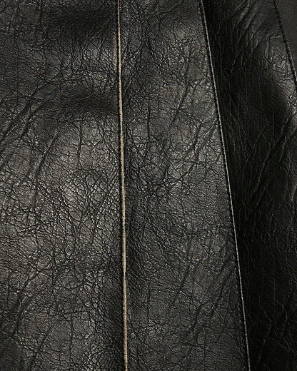 Black Faux Leather Pleated Mini Skirt