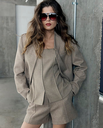 RI Studio Beige High Collar Blazer
