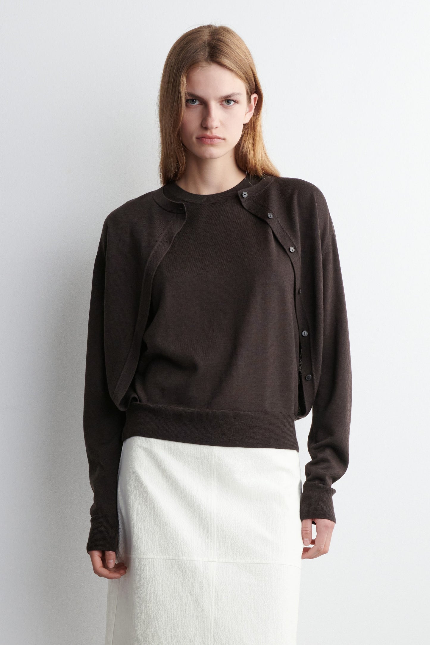 Layered Merino Wool Cardigan